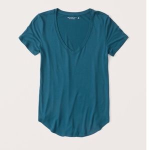 EUC Abercrombie teal drapey v-neck tee